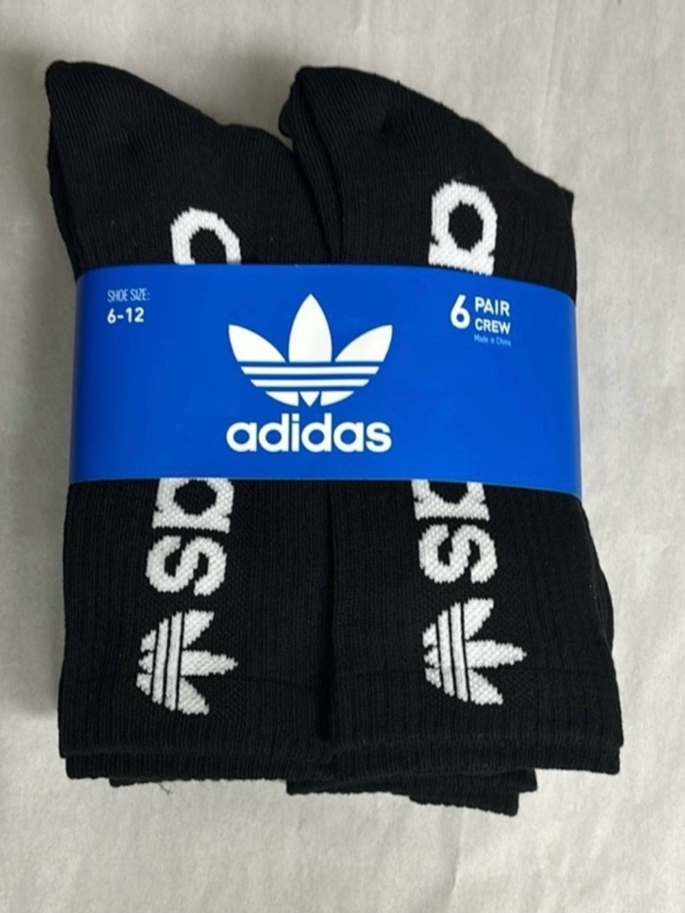 New Adidas Socks Men’s 6 Pair Black Crew Socks Logo Casual Athletic Activewear - Picture 12 of 12